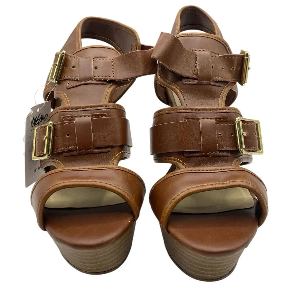 Mossimo Women’s Brown Golden Buckeled Upper Sandal w/ Heel Pavan Size 7